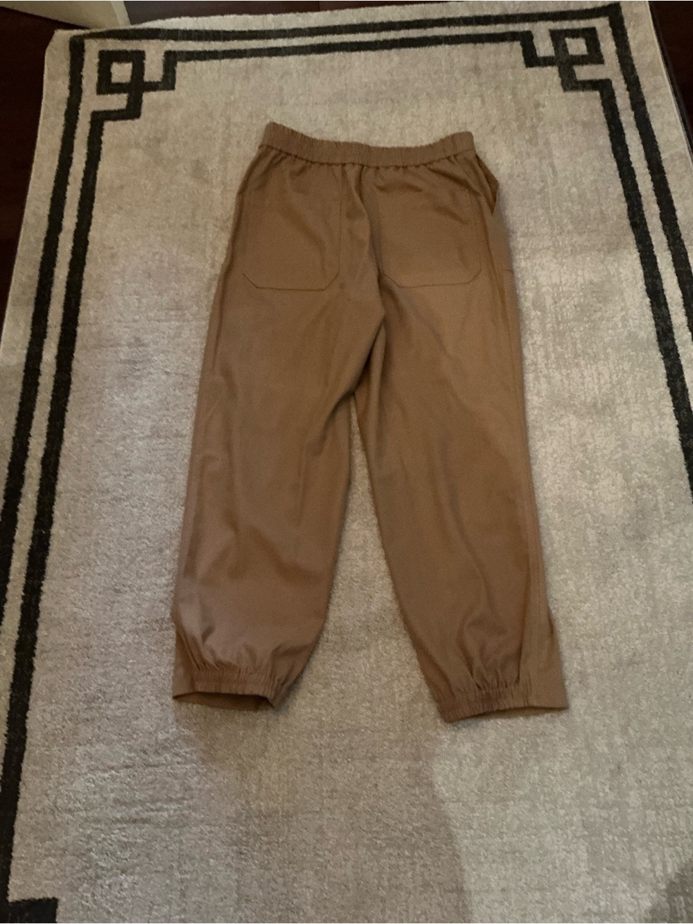Women’s Casual  partial Elastic-Waist Tan Pants for comfort